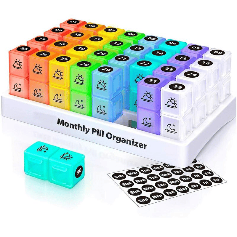 💊 Monthly AM/PM Pill Organizer – Twice-a-Day Medicine & Vitamin Storage with Stickers